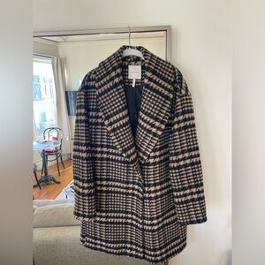 Avec Les Filles Black and Tan Pea Coat